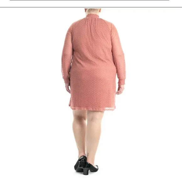 Nina Leonard Mauve Mock Neck Shift Dress Size XL - Picture 3 of 6